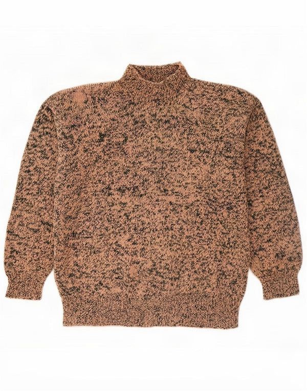 Vintage Damen Rollkragenpullover Pullover UK 14 Large Beige Flecked