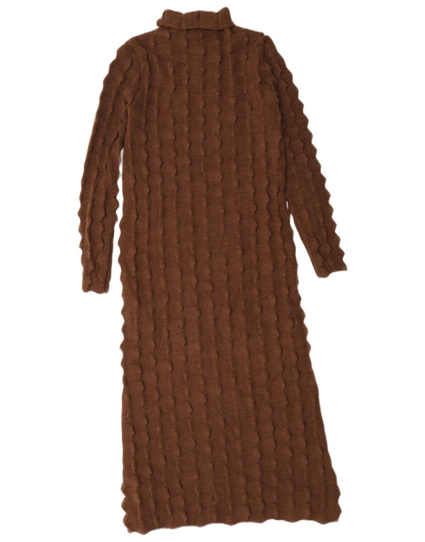 Zara Damen Langarm-Pulloverkleid UK 10 Small Braunes Acryl