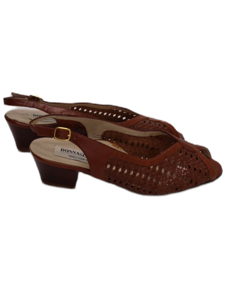 Donna Serena Damen-Ledersandalen, UK-Größe 2,5, braunes Leder