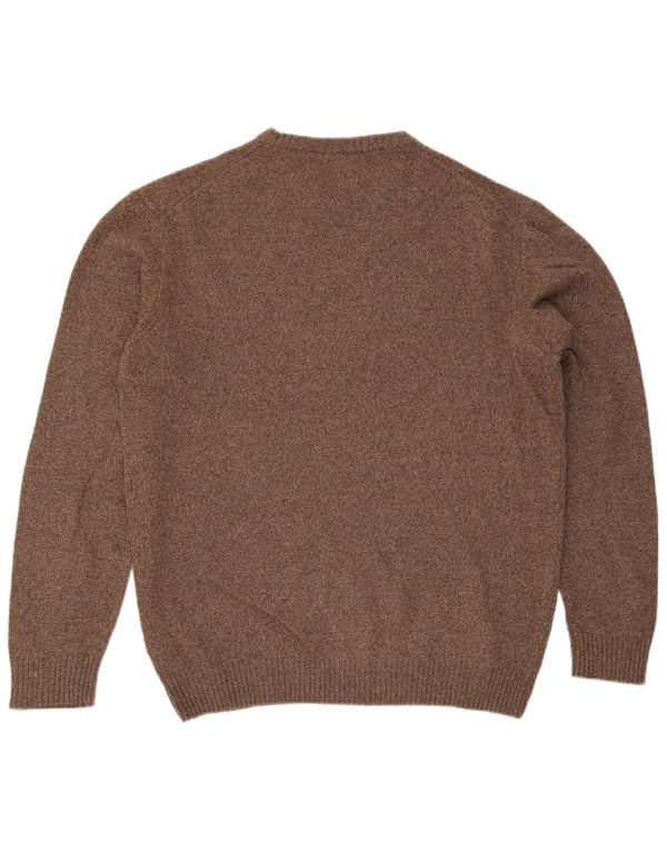 Marlboro Classics Herren-Pullover mit Rundhalsausschnitt, 3XL, braun gefleckte Wolle