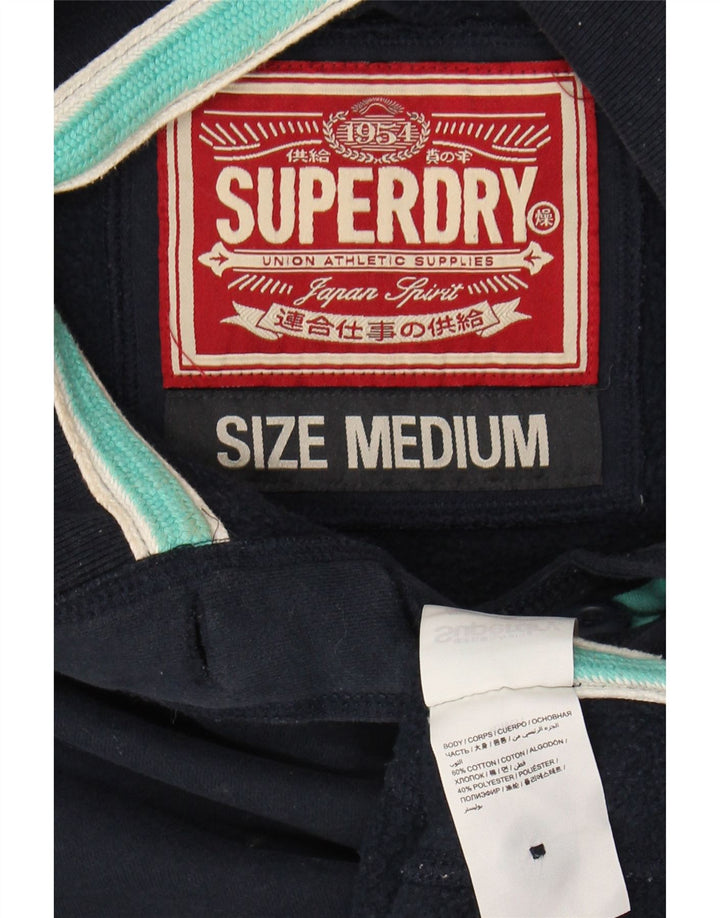 SUPERDRY Womens Graphic Sweatshirt Jumper UK 12 Medium Navy Blue Vintage Superdry and Second-Hand Superdry from Messina Hembry 