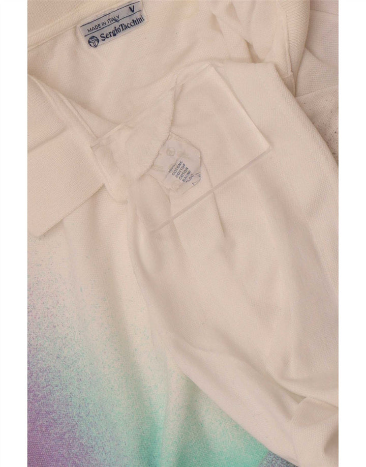 Sergio Tacchini Herren-Poloshirt aus mittelweißer Colourblock-Baumwolle