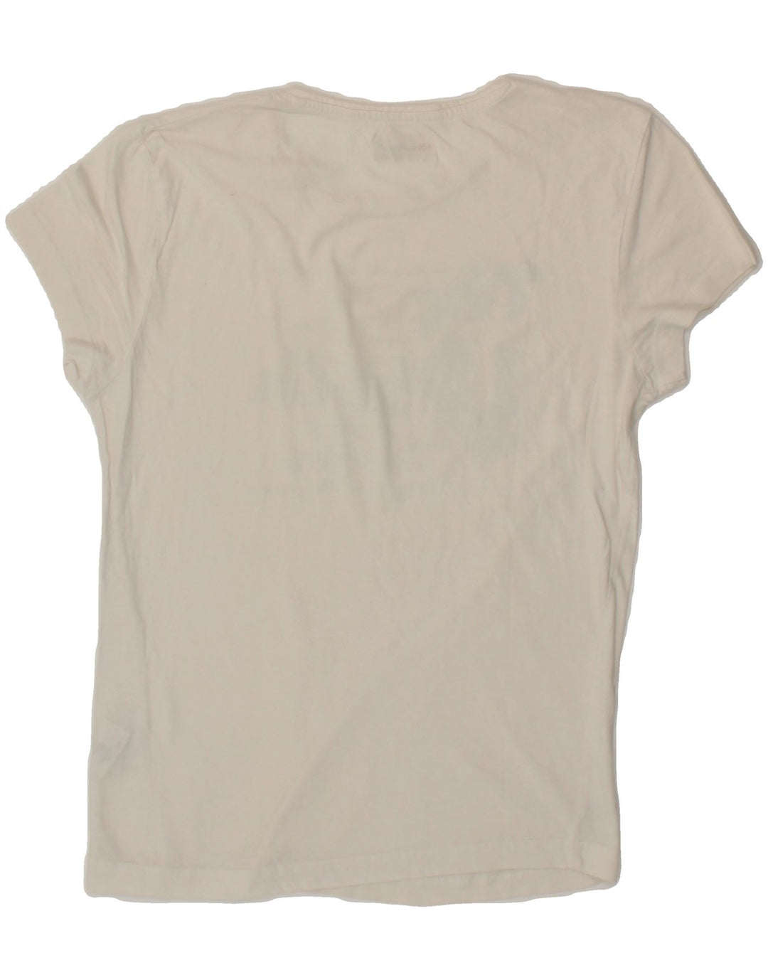 SUPERGA Womens Graphic T-Shirt Top UK 12 Medium Off White Cotton Vintage Superga and Second-Hand Superga from Messina Hembry 