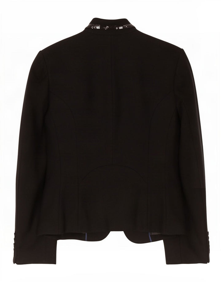 Edina Ronay Damen Blazer Jacke UK 10 Small Schwarze Wolle