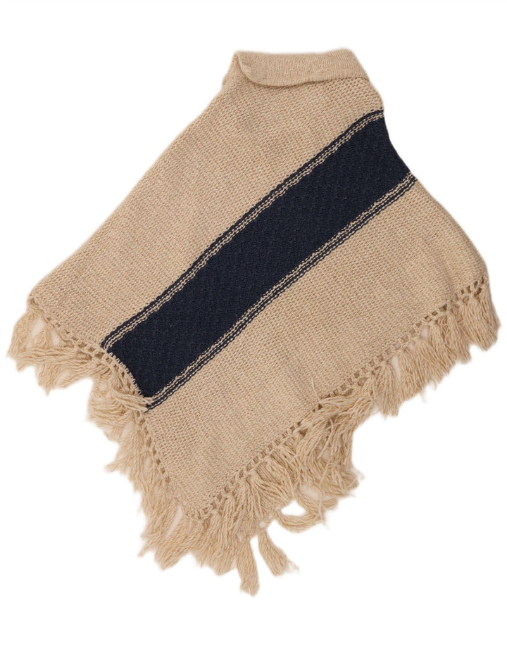 VINTAGE Poncho-Pullover für Damen, Einheitsgröße, Beige, Farbblock