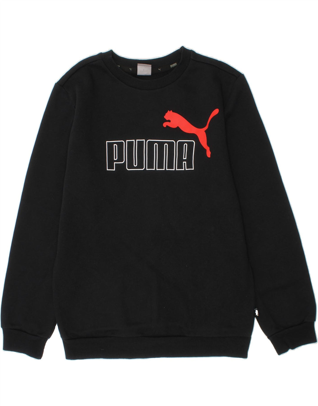 PUMA Boys Graphic Sweatshirt Jumper 13-14 Years Black Cotton Vintage Puma and Second-Hand Puma from Messina Hembry 