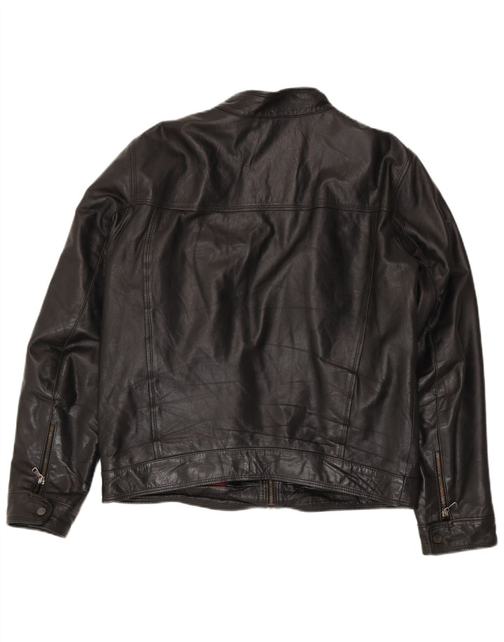 Vintage Herren Lederjacke IT 54 XL Schwarz