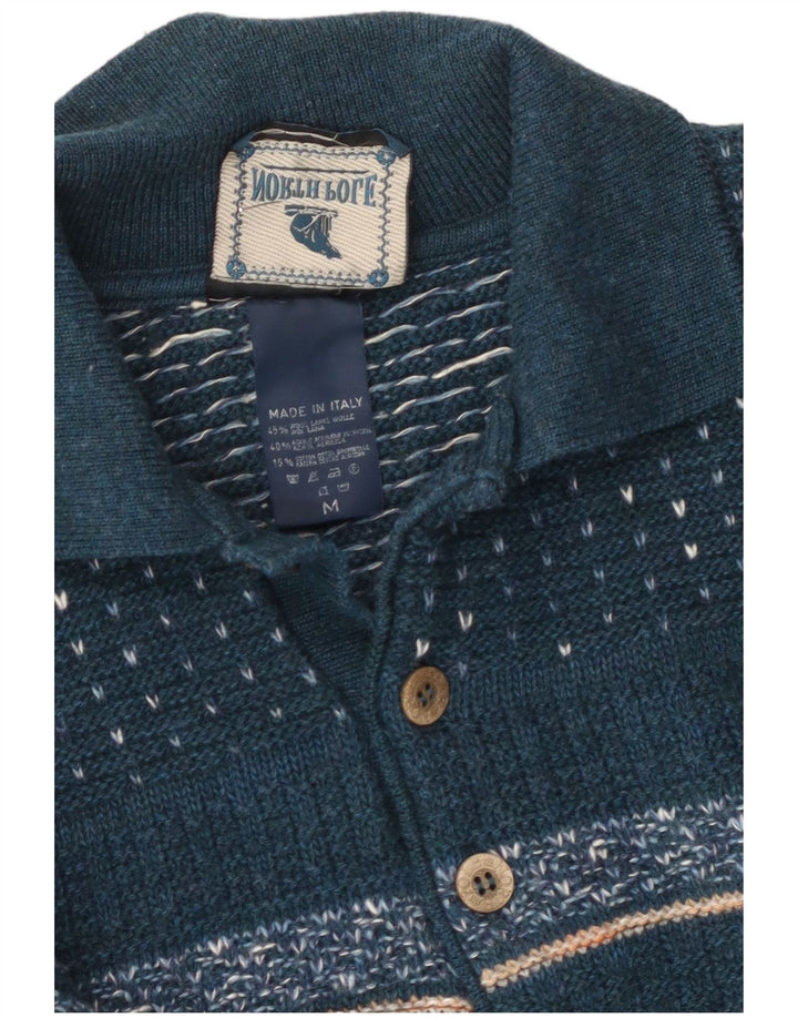 North Pole Herren-Pullover mit Rollkragen, Mittelblau, Fair-Isle-Wolle