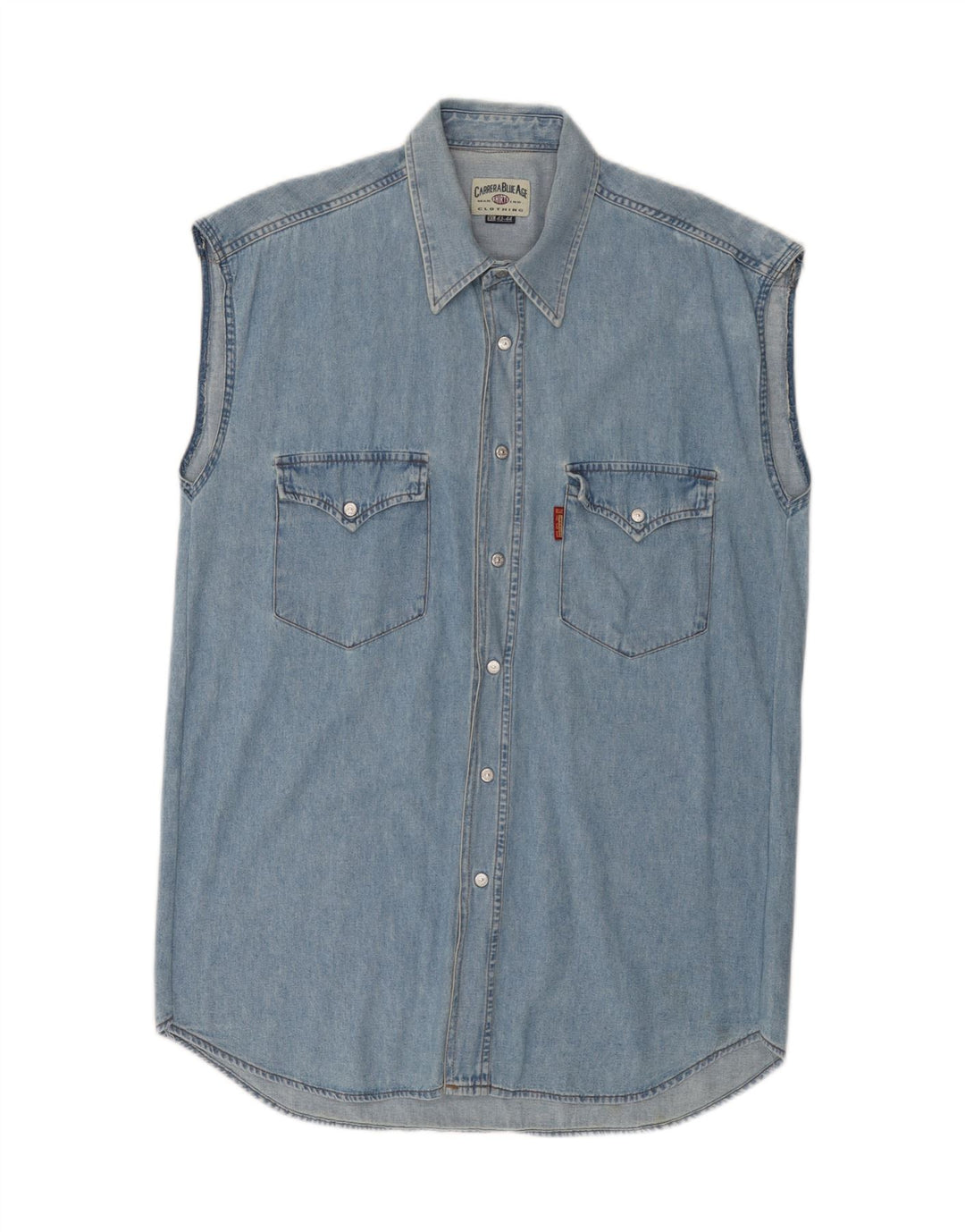 CARRERA Ärmelloses Herren-Jeanshemd, Größe 43/44 XL, blaue Baumwolle