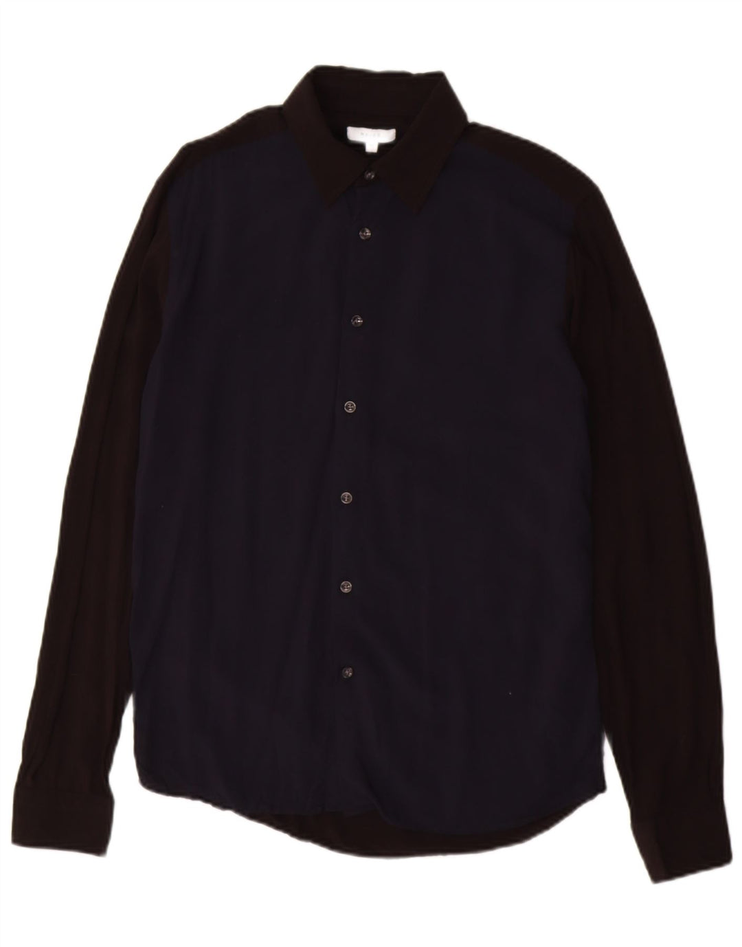 REISS Mens Shirt Medium Navy Blue Colourblock Viscose