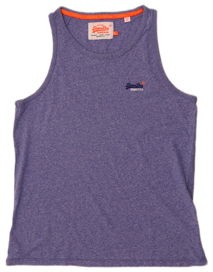 Superdry Herren-Trägershirt, groß, blau meliert