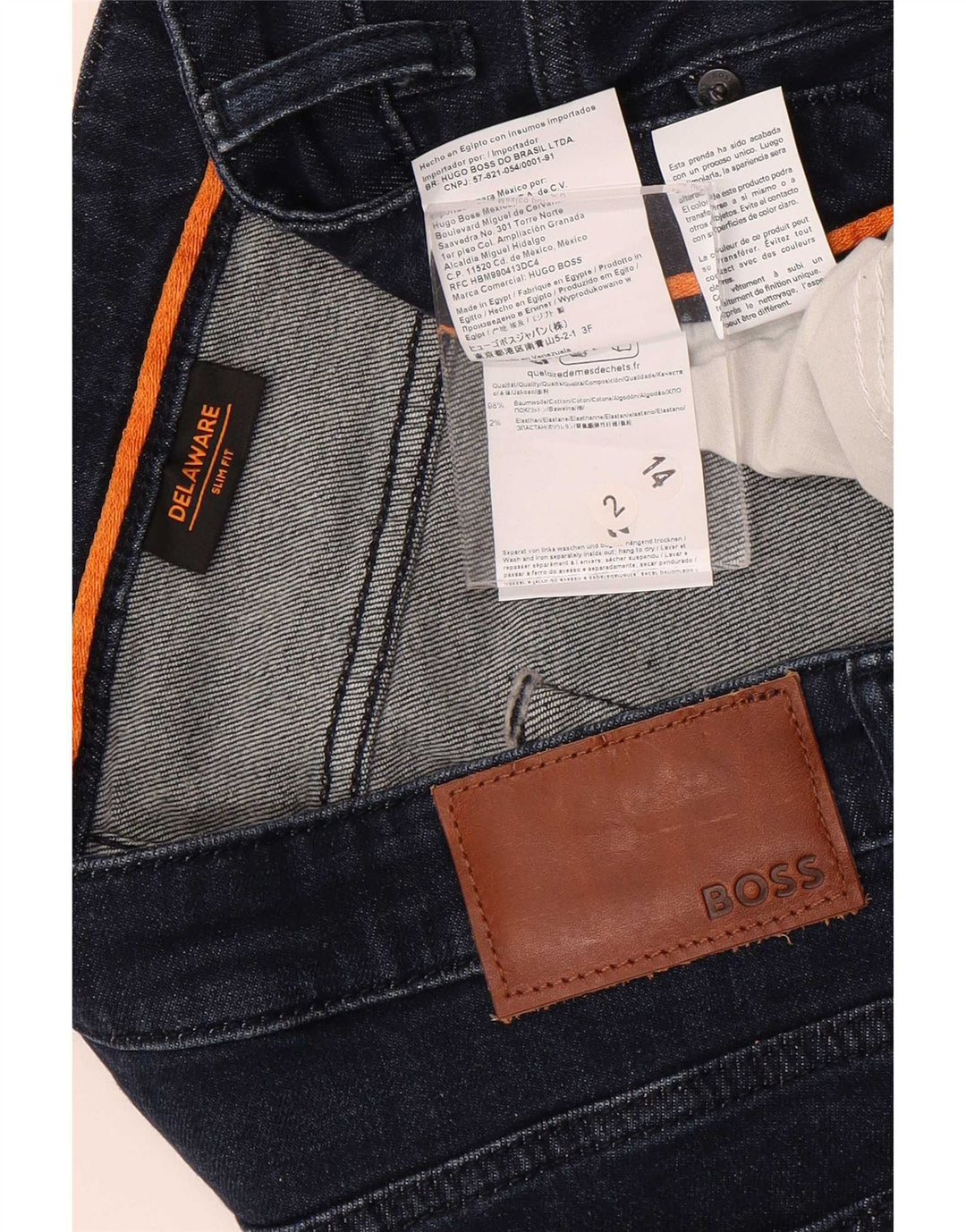 Hugo Boss Herren Delaware Slim Jeans W38 L32 Marineblaue Baumwolle