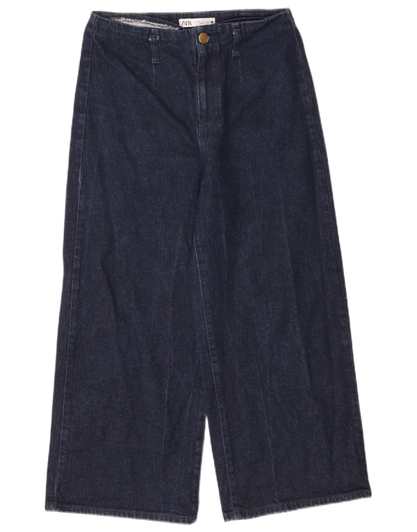 Zara Damen-Jeans mit hoher Taille, kurz geschnitten, EU 40, mittelgroß, W30, L25, Marineblau