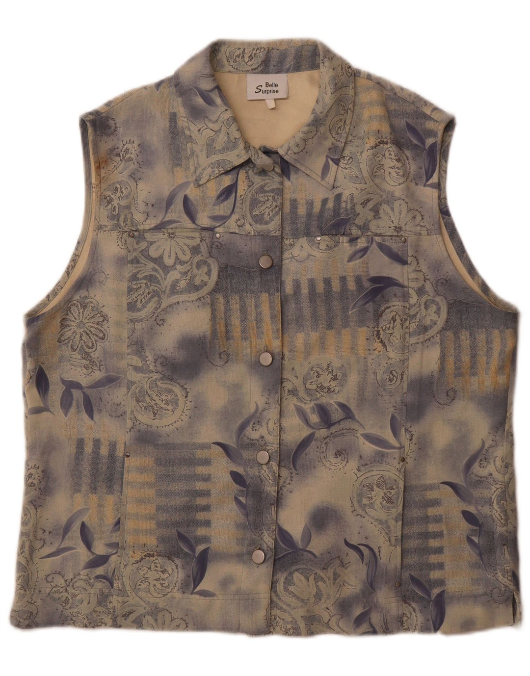 Belle Surprise Damen-Gilet UK 14, großes blaues Blumenmuster aus Polyester