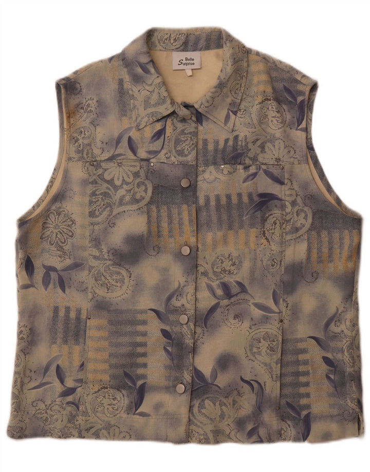 Belle Surprise Damen-Gilet UK 14, großes blaues Blumenmuster aus Polyester