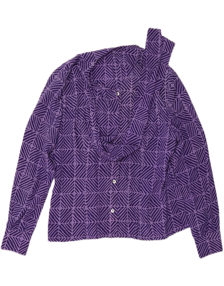 VINTAGE Womens Front Tie Shirt Blouse UK 16 Large Purple Check Vintage Vintage and Second-Hand Vintage from Messina Hembry 