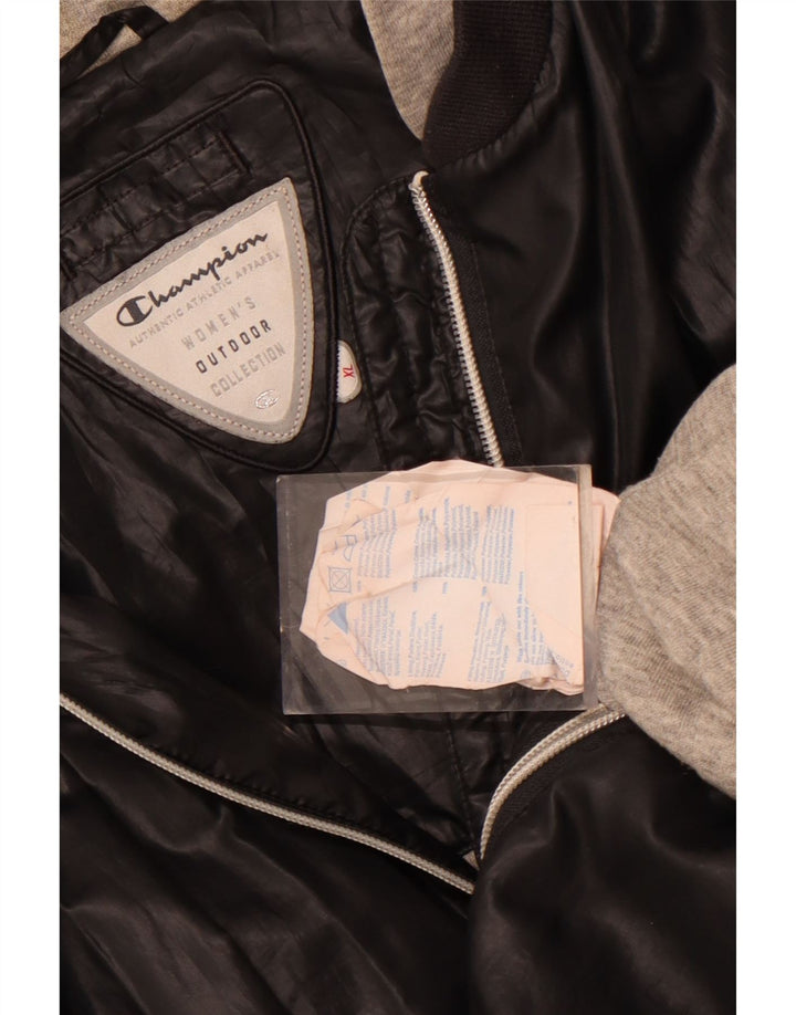 Champion Damen-Bomberjacke mit Kapuze, UK 18, XL, Schwarz, Polyester