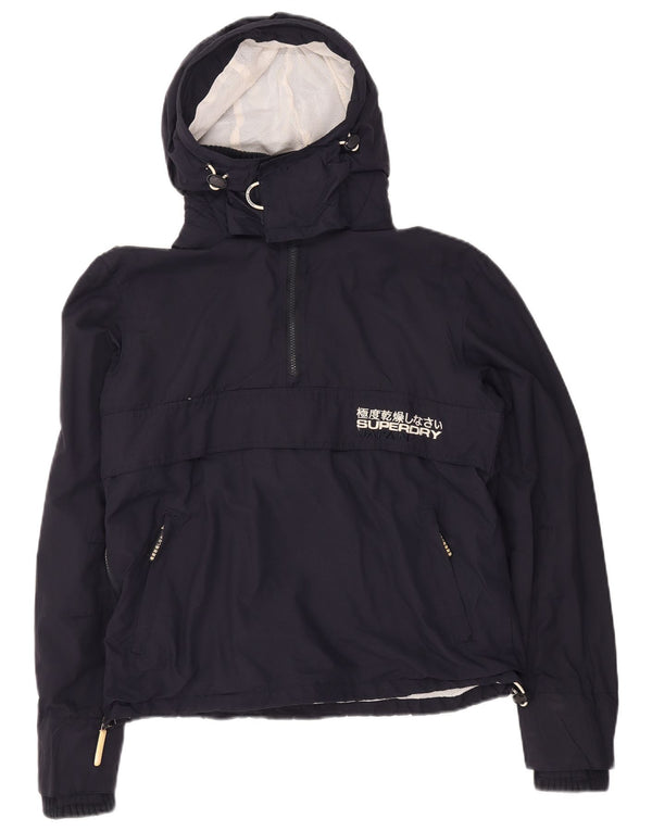 Superdry Damen The Windcagoule Hooded Anorak Jacket UK 14 Medium Navy Blue
