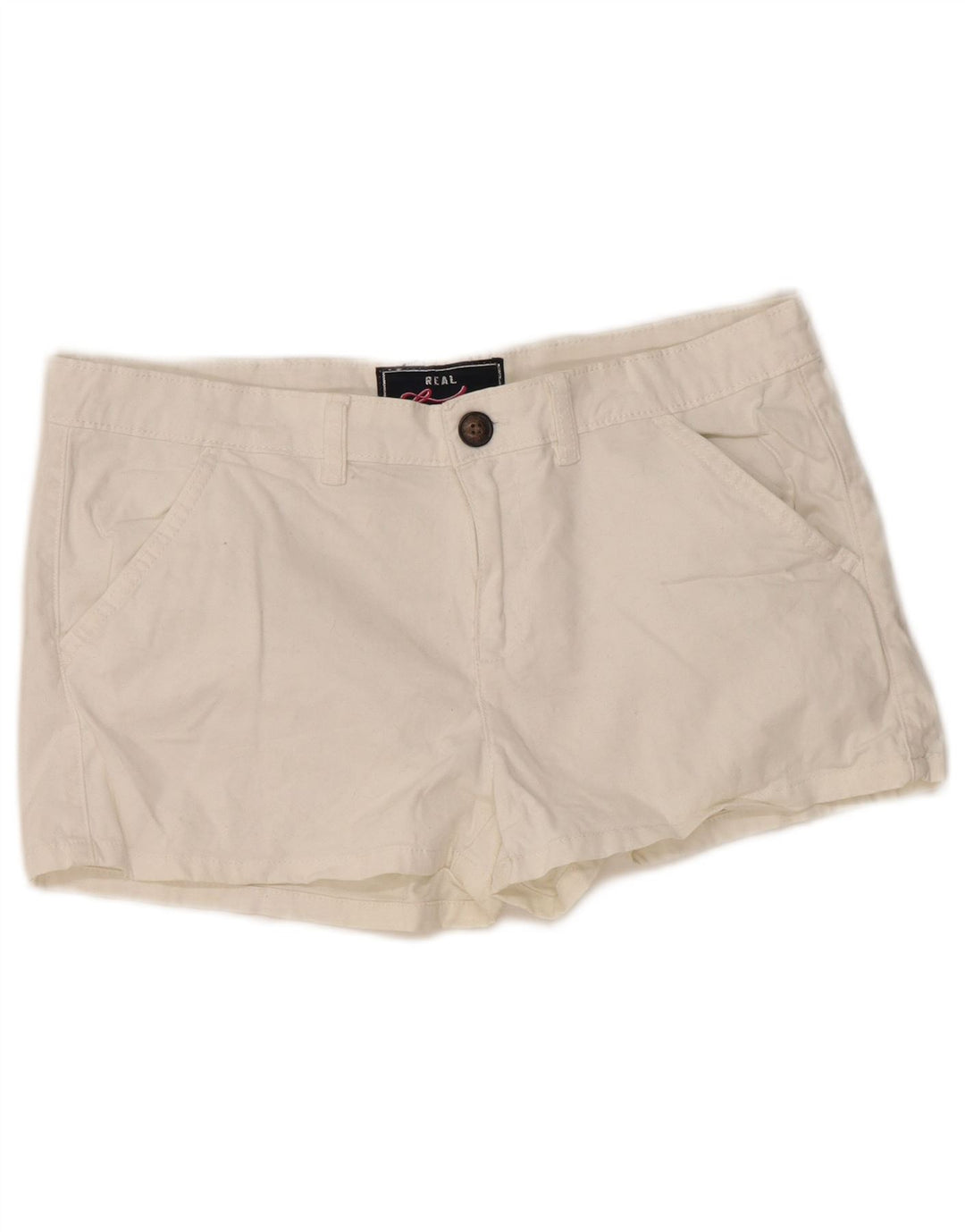 Superdry Damen Chinoshorts Medium W34 Weiße Baumwolle