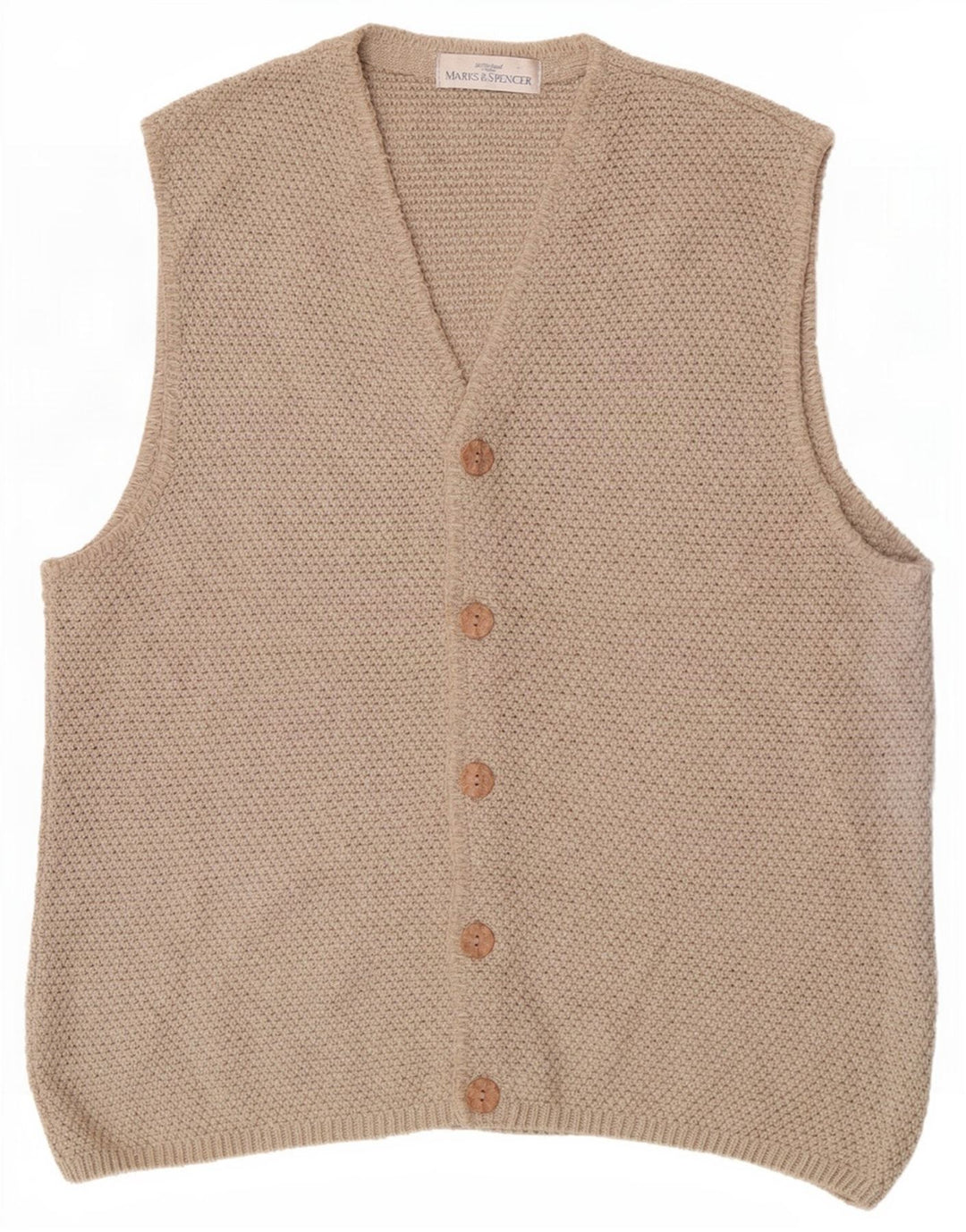 Marks & Spencer Herren St. Michael Ärmelloser Cardigan-Pullover Mittelbeige