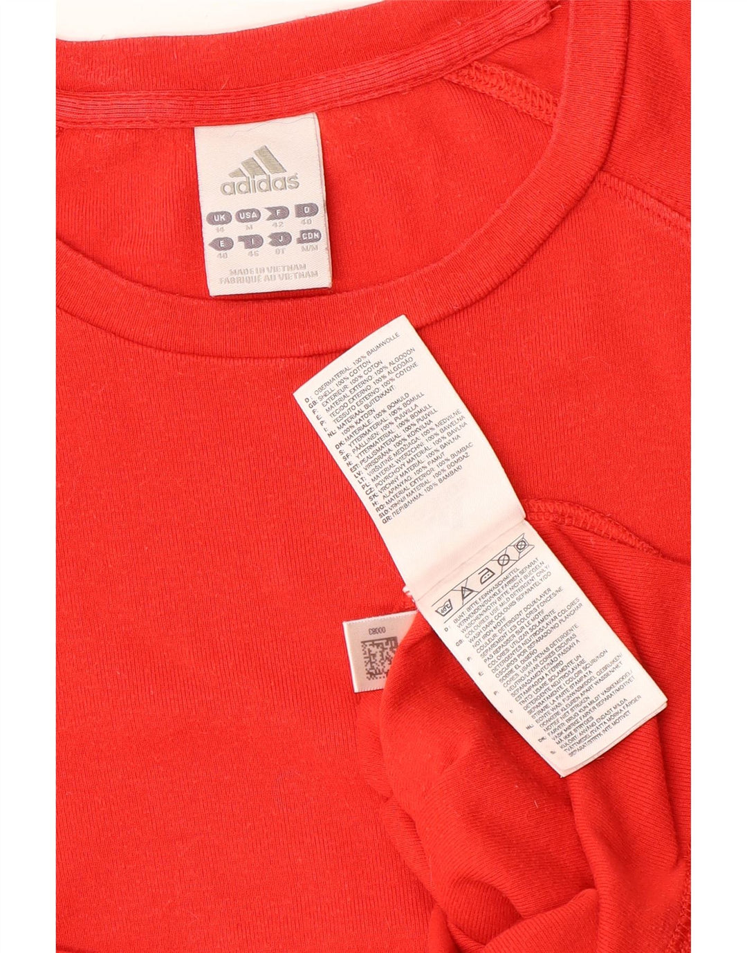 ADIDAS Damen Crop T-Shirt Top UK 14 Mittelrote Baumwolle