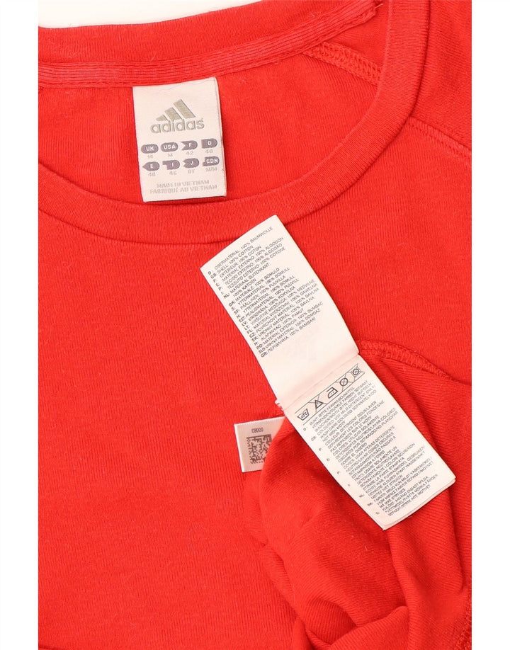 ADIDAS Damen Crop T-Shirt Top UK 14 Mittelrote Baumwolle