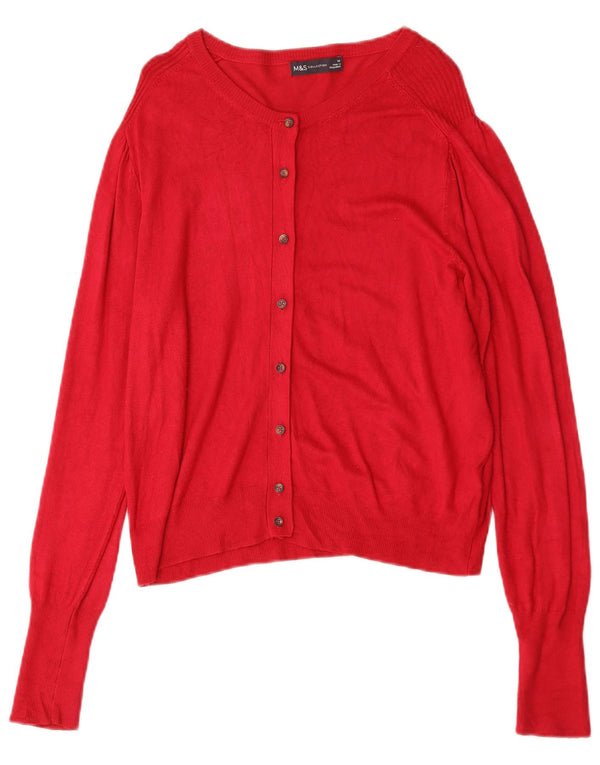Marks & Spencer Damen Strickjacke Pullover UK 14 Große rote Viskose
