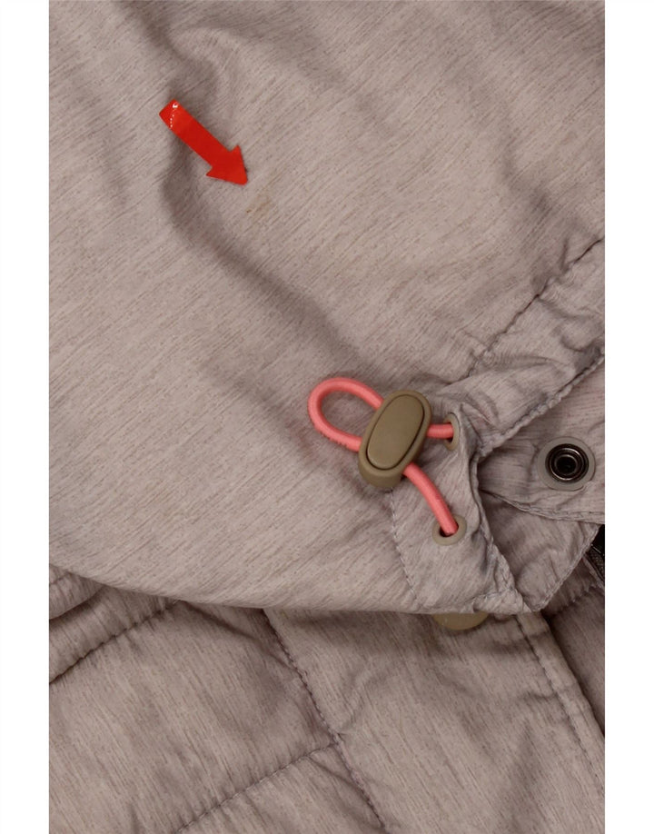 Superdry Wattierte Damenjacke mit Kapuze, UK 14, Größe L, Grau, Polyester