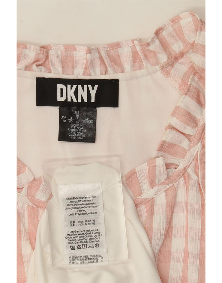 DKNY Damen-Etuikleid, EU 42, großes rosafarbenes Gingham-Polyester