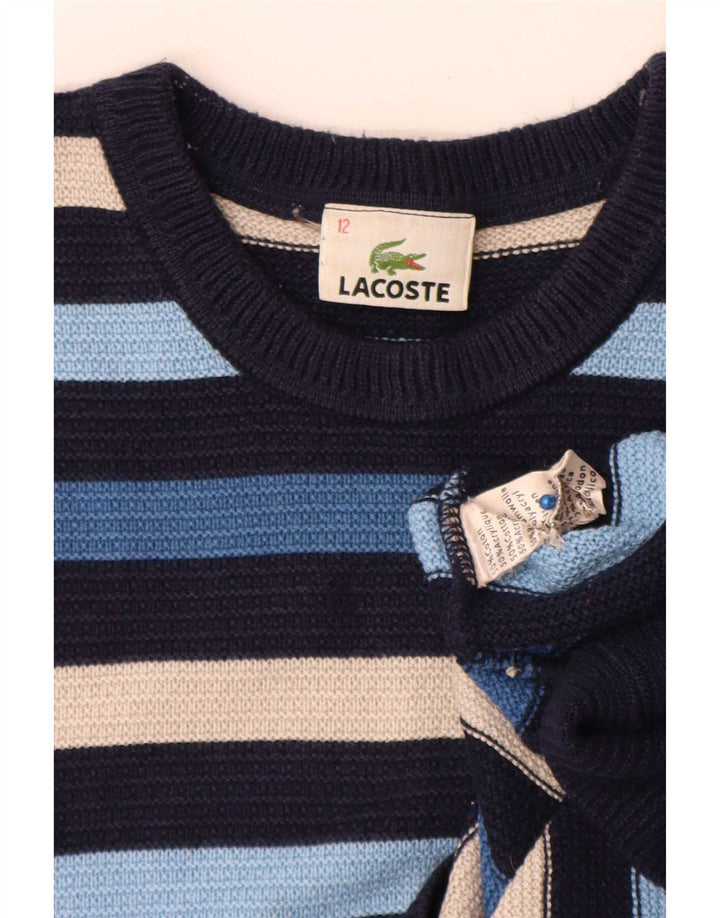 Lacoste Jungen-Pullover mit Rundhalsausschnitt, 11–12 Jahre, mehrfarbig gestreift