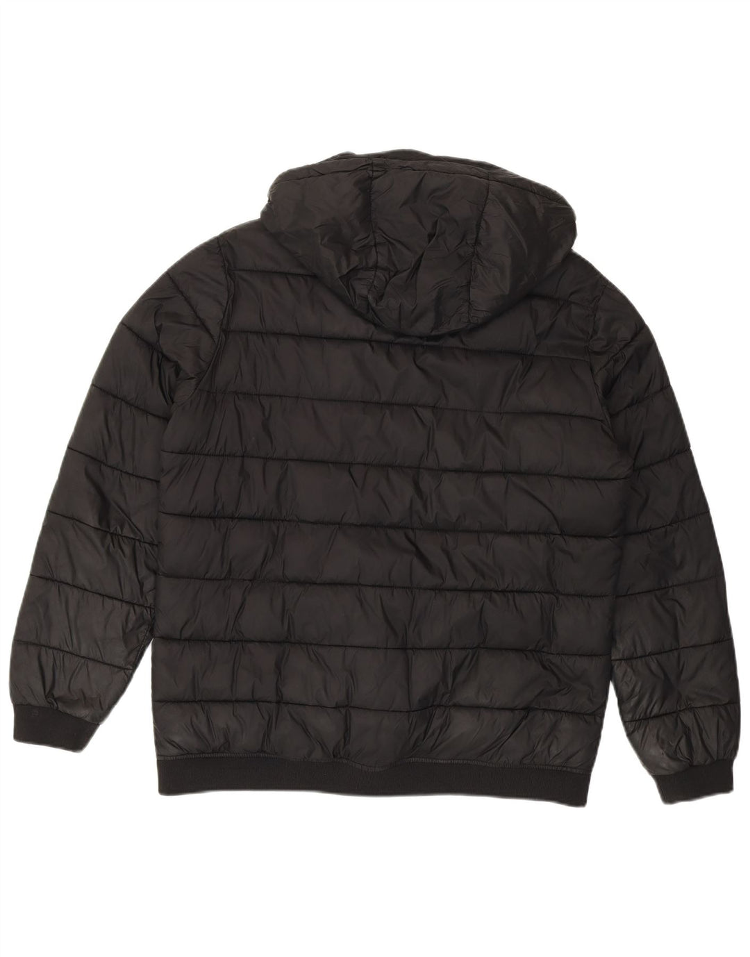 Ellesse Jungen wattierte Jacke mit grafischer Kapuze, 15–16 Jahre, schwarzes Polyester