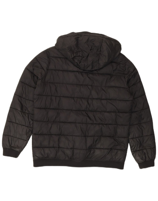 Ellesse Jungen wattierte Jacke mit grafischer Kapuze, 15–16 Jahre, schwarzes Polyester