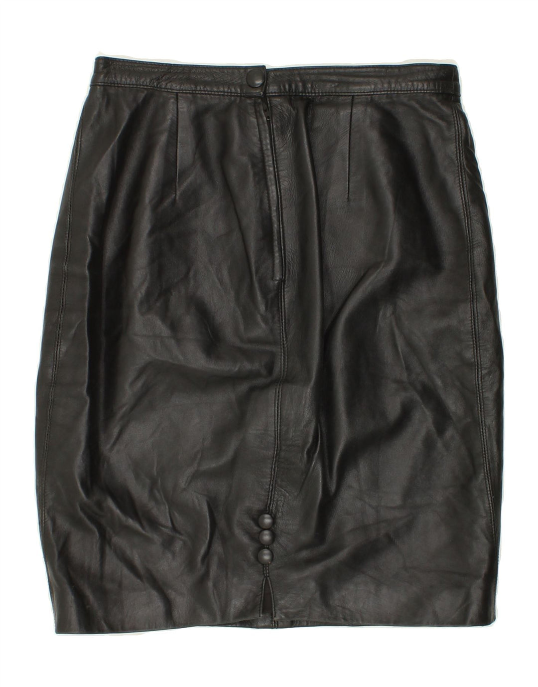 VINTAGE Womens Leather Skirt W28 Medium Black Vintage Vintage and Second-Hand Vintage from Messina Hembry 