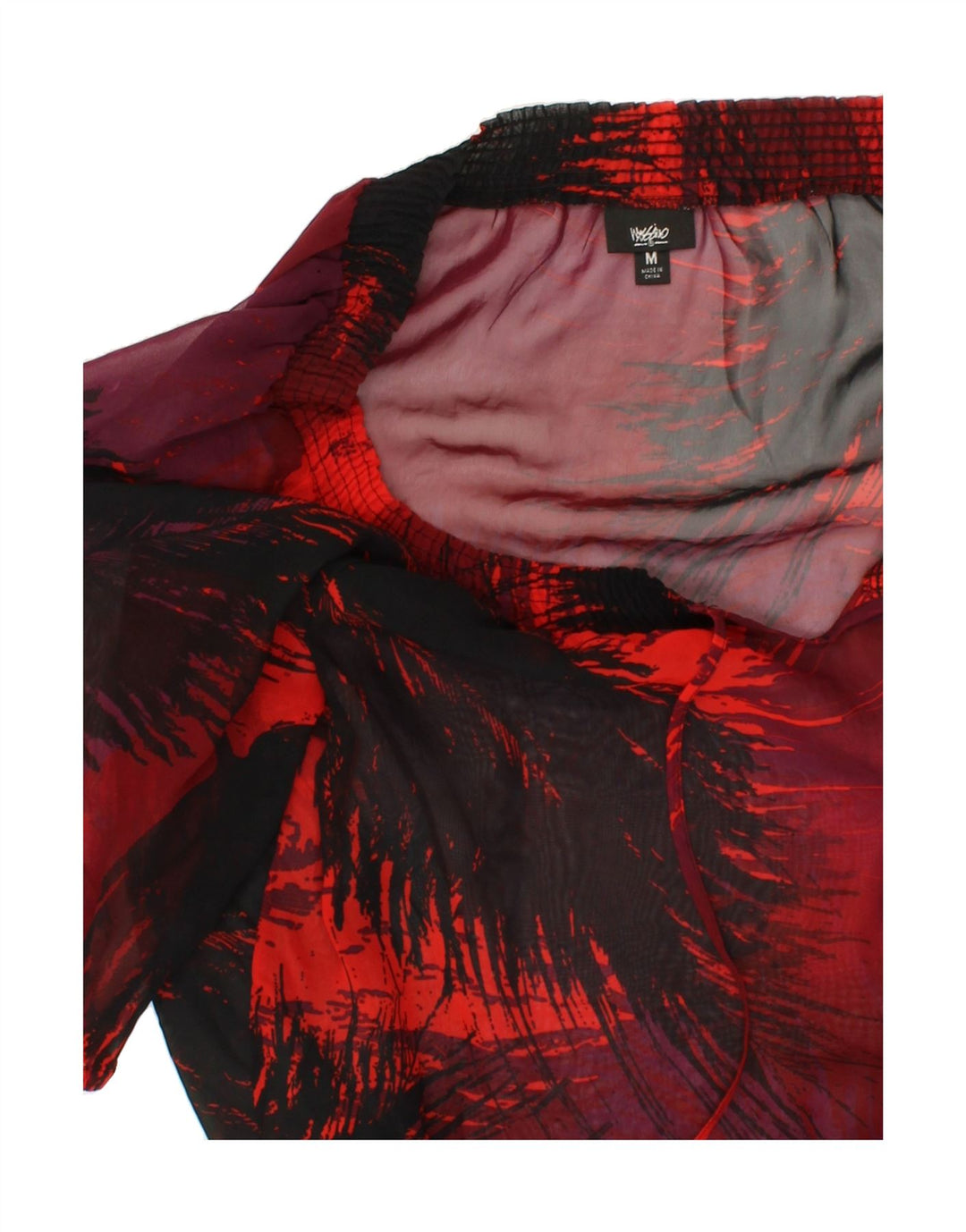 MOSSIMO Womens Abstract Pattern Shirt Blouse UK 14 Medium Red Polyester Vintage Mossimo and Second-Hand Mossimo from Messina Hembry 