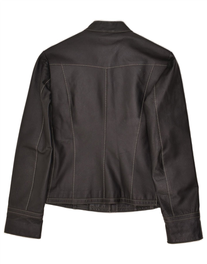 BLASTING Womens Crop Leather Jacket UK 12 Medium Black Leather | Vintage Blasting | Thrift | Second-Hand Blasting | Used Clothing | Messina Hembry 