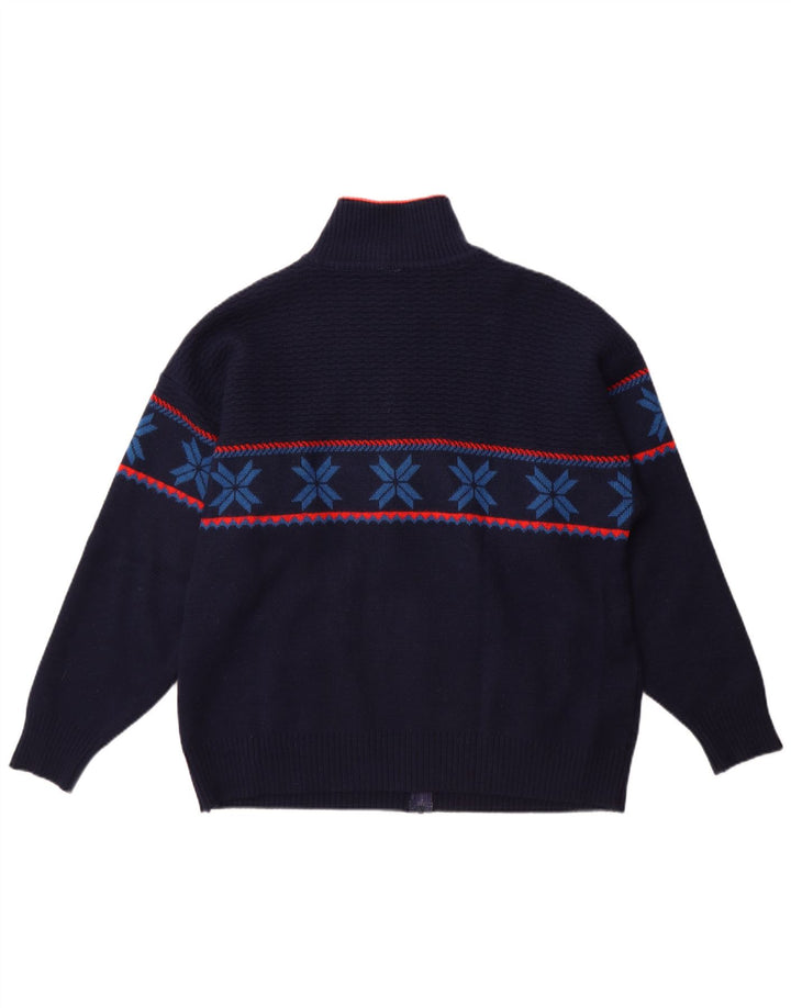 Vintage Herren Cardigan Pullover Groß Marineblau Fair Isle