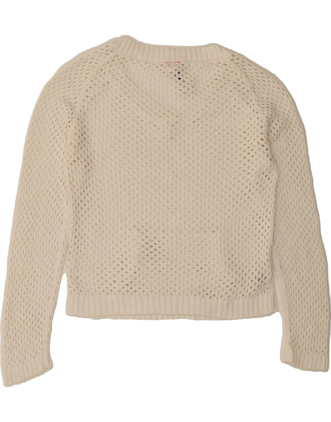PLAYLIFE Womens V-Neck Jumper Sweater UK 14 Medium White Cotton Vintage Playlife and Second-Hand Playlife from Messina Hembry 