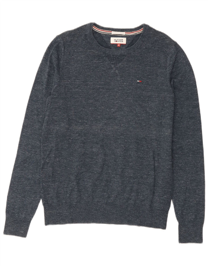 Tommy Hilfiger Herren-Pullover mit Rundhalsausschnitt, mittleres Marineblau meliert