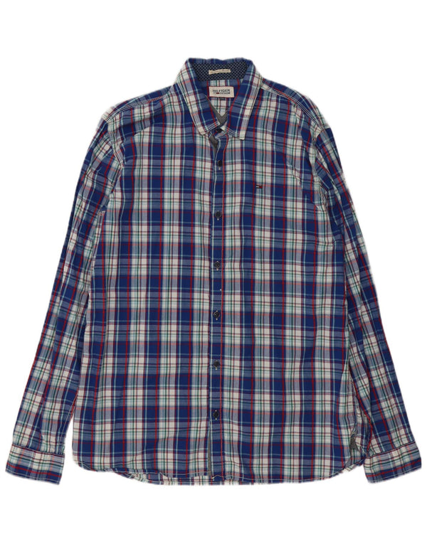 Tommy Hilfiger Herrenhemd 2XL blau kariert Baumwolle