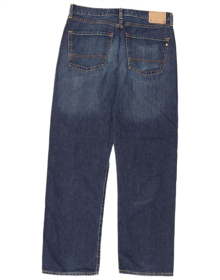 Ben Sherman Herren Straight Jeans W34 L32 Blaue Baumwolle