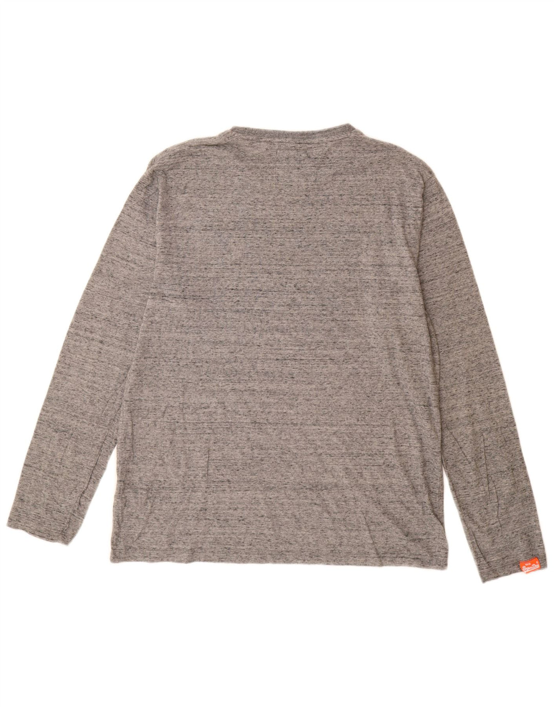 Superdry Herren-Oberteil, langärmelig, XL, grau gefleckte Baumwolle