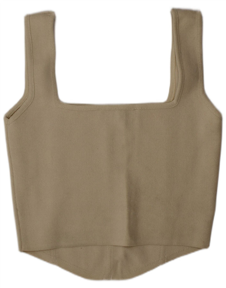Zara Damen Crop Top Medium Beige Polyamid