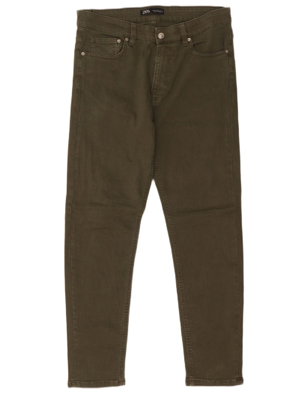 Zara Herren Slim Jeans EU 42 Large W32 L28 Khaki Baumwolle