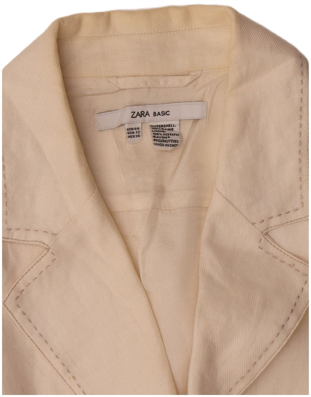 Zara Damen 2-Knopf-Blazerjacke EU 44 XL Off White Acetate
