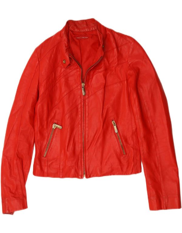 Vintage Damen Leder Racer Jacke IT 44 Mittelrotes Leder