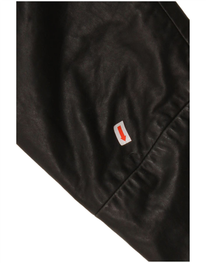 MAURITIUS Damen-Blazerjacke aus Leder mit 3 Knöpfen, UK 18, XL, schwarzes Leder