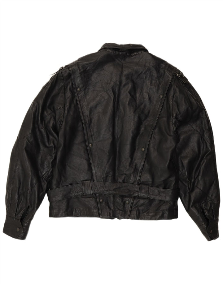 Vintage Herren Lederjacke IT 48 Mittelschwarzes Leder