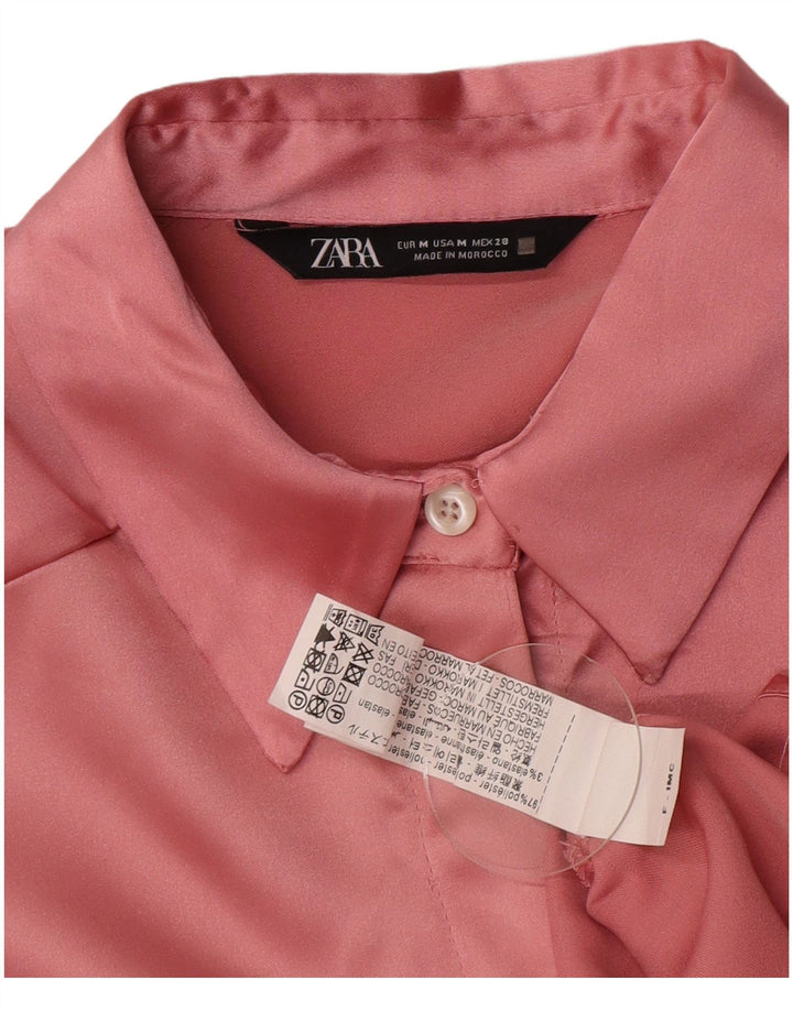 Zara Damen-Oversize-Hemdbluse, UK 14, Mittelrosa, Polyester