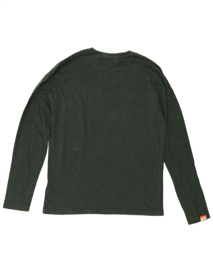 Superdry Herren-Oberteil, langärmelig, klein, grüne Baumwolle