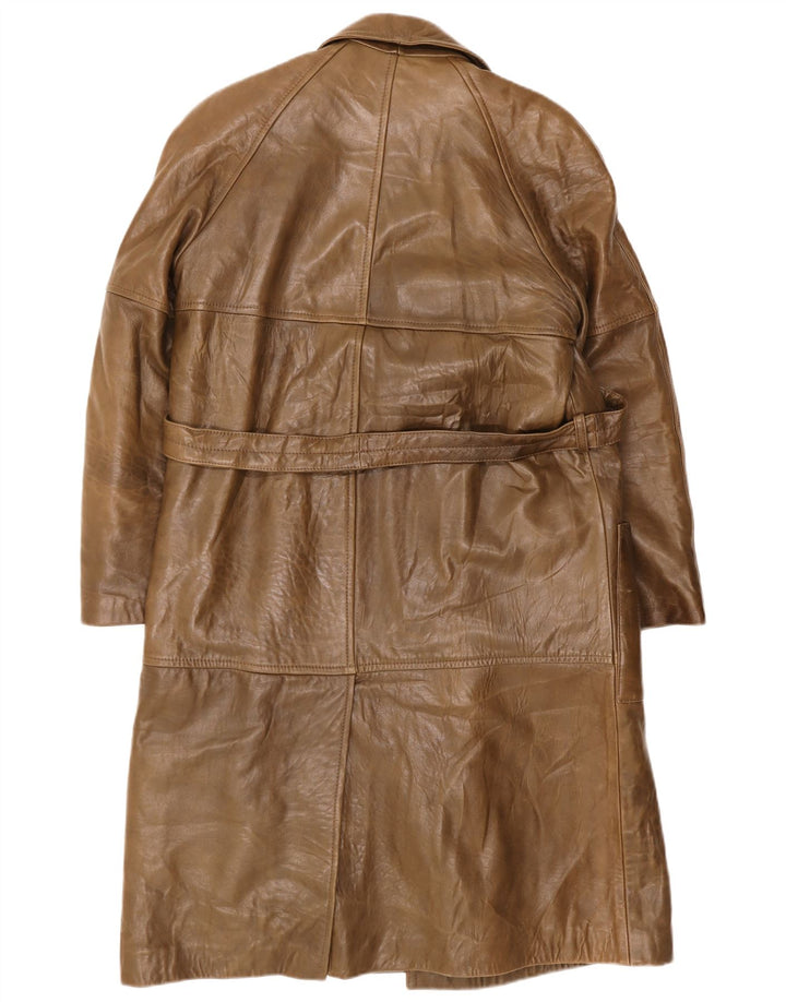 Vintage Herren Sherpa Zweireihiger Ledermantel IT 48 Mittelbraun